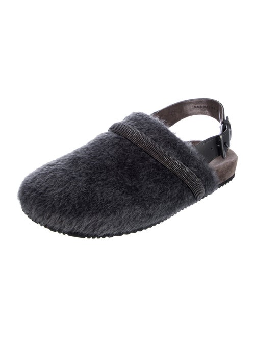 Brunello Cucinelli Monili Faux Fur Slingback Flats
