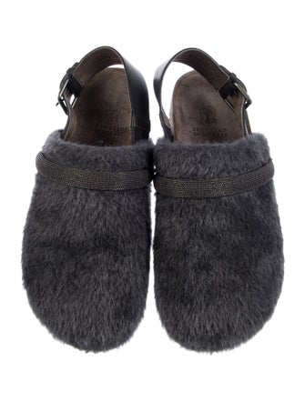 Brunello Cucinelli Monili Faux Fur Slingback Flats