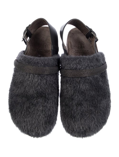 Brunello Cucinelli Monili Faux Fur Slingback Flats