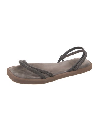 Brunello Cucinelli Monili Suede Slingback Sandals