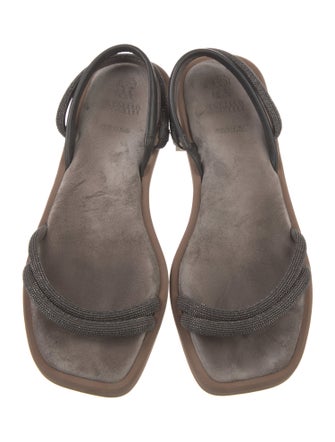 Brunello Cucinelli Monili Suede Slingback Sandals