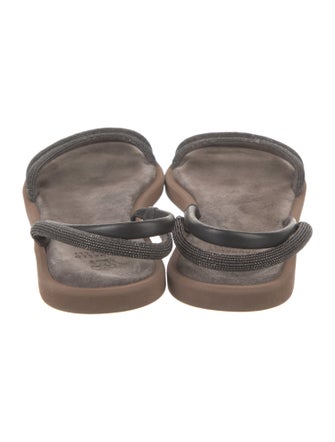 Brunello Cucinelli Monili Suede Slingback Sandals