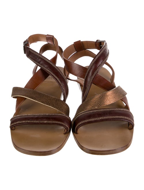 Brunello Cucinelli Monili Leather Gladiator Sandals
