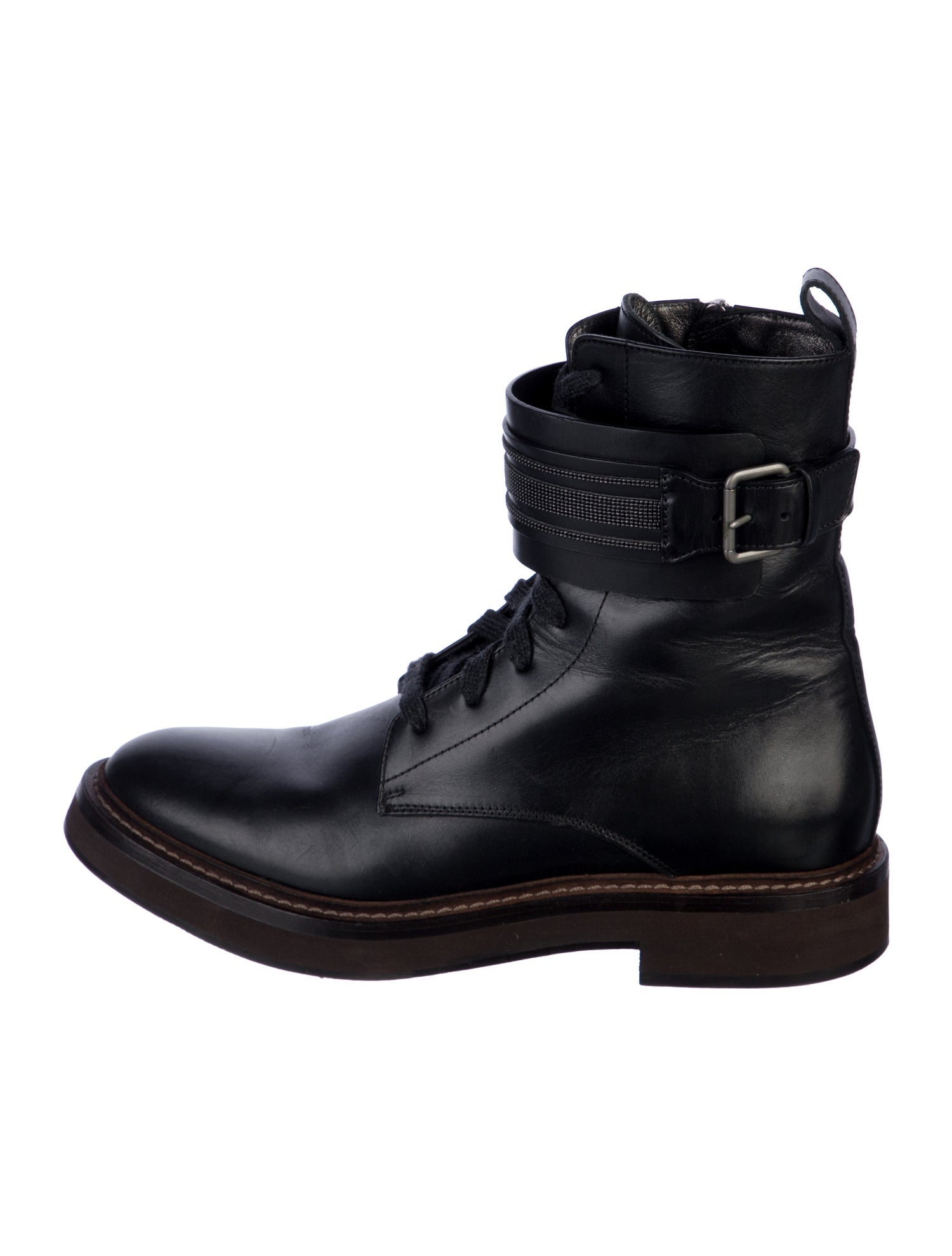 Brunello Cucinelli Leather Combat Boots