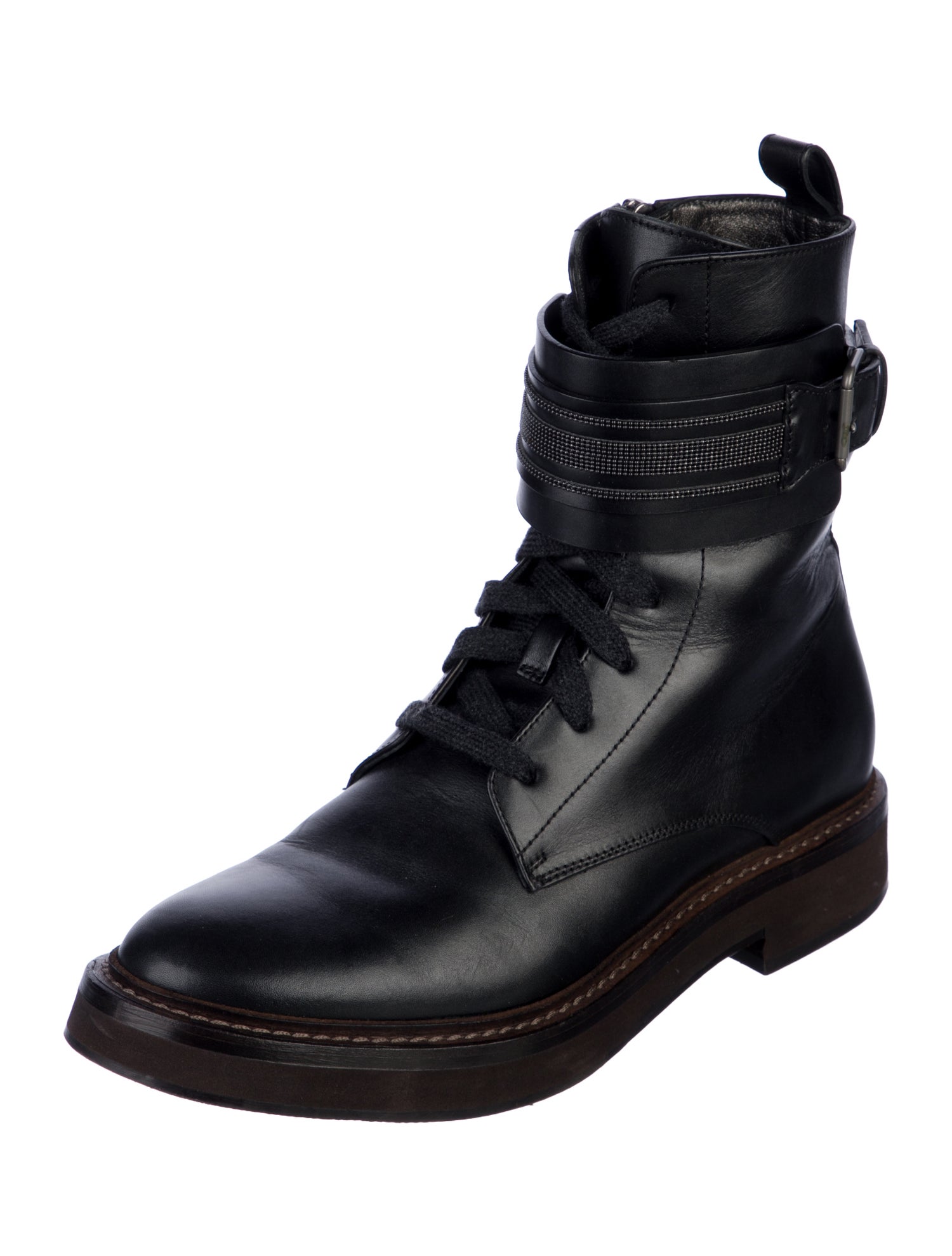 Brunello Cucinelli Leather Combat Boots
