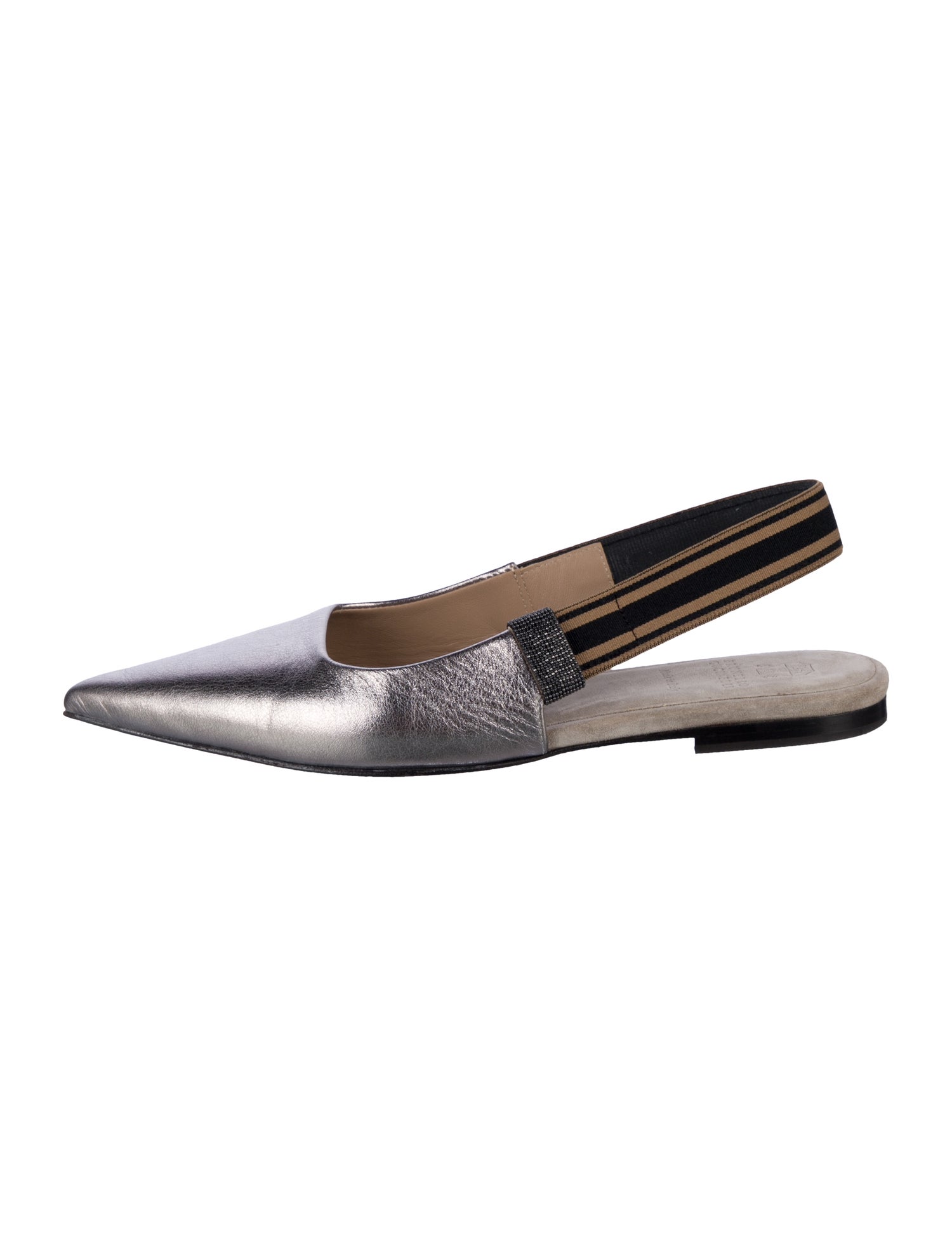 Brunello Cucinelli Leather Slingback Flats