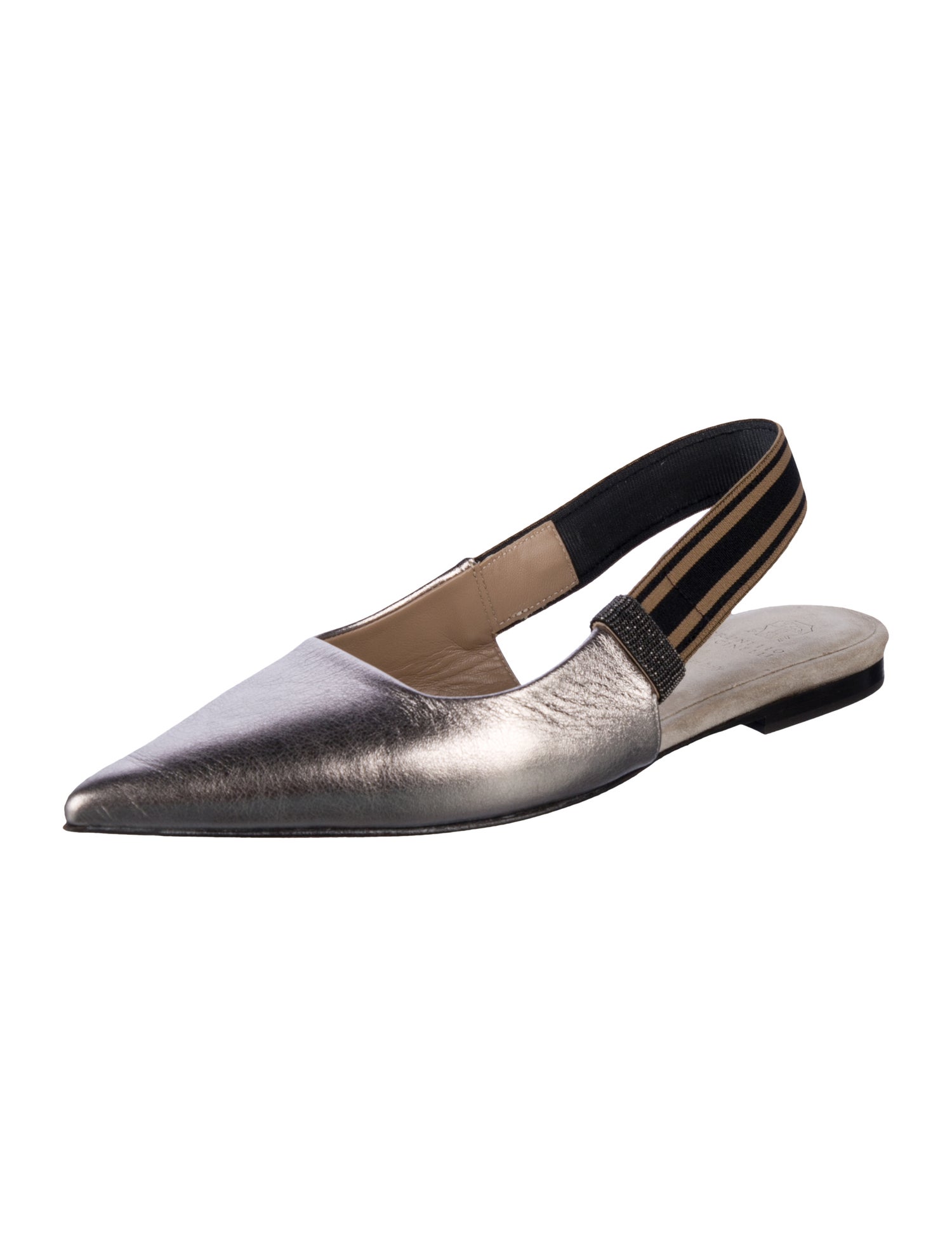 Brunello Cucinelli Leather Slingback Flats