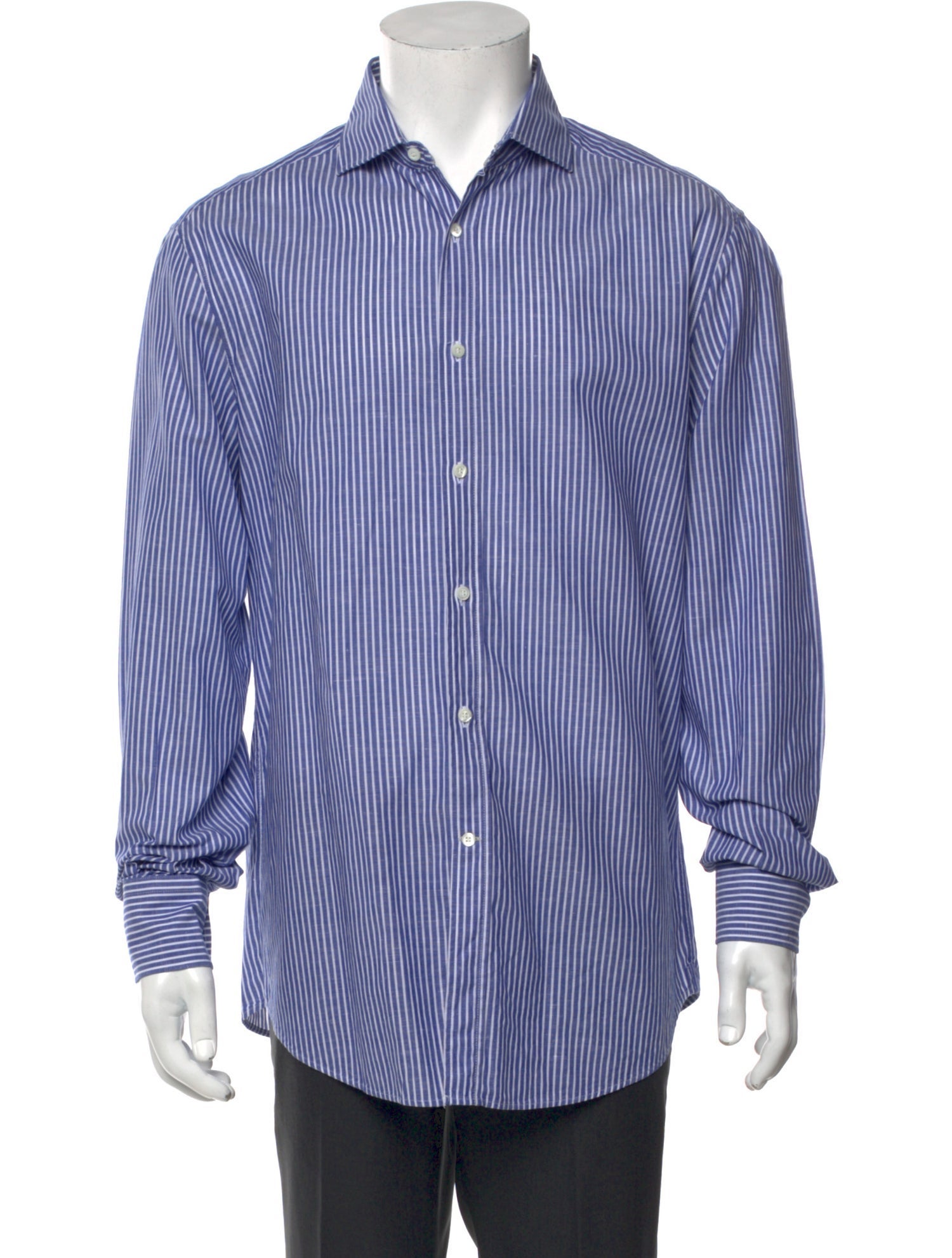 Brunello Cucinelli Striped Long Sleeve Dress Shirt