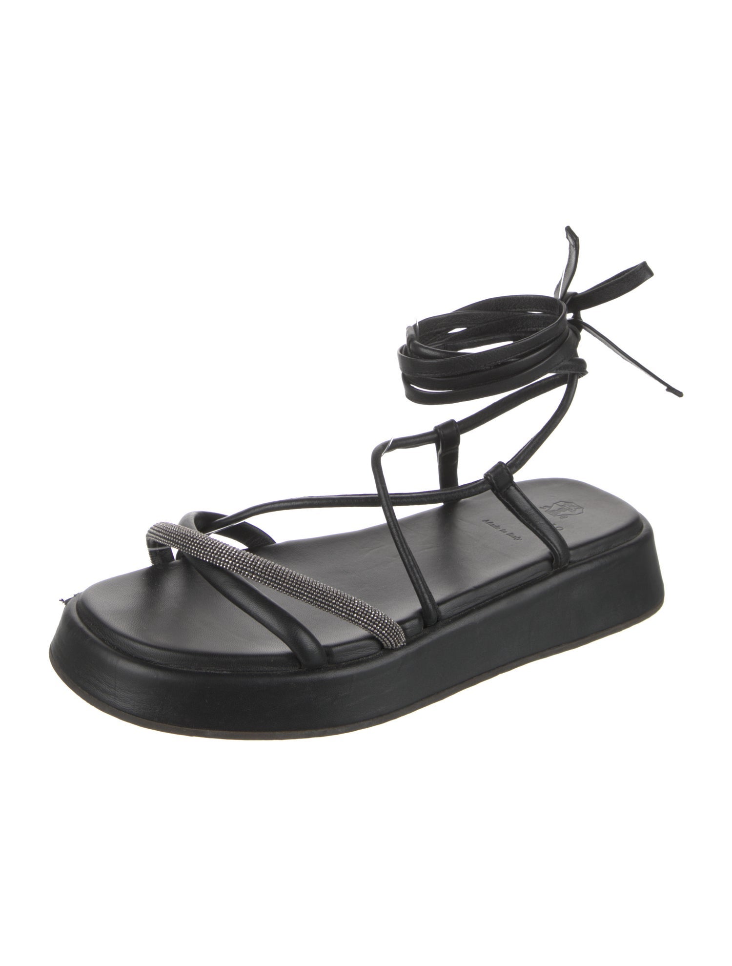 Brunello Cucinelli Monili Leather Gladiator Sandals