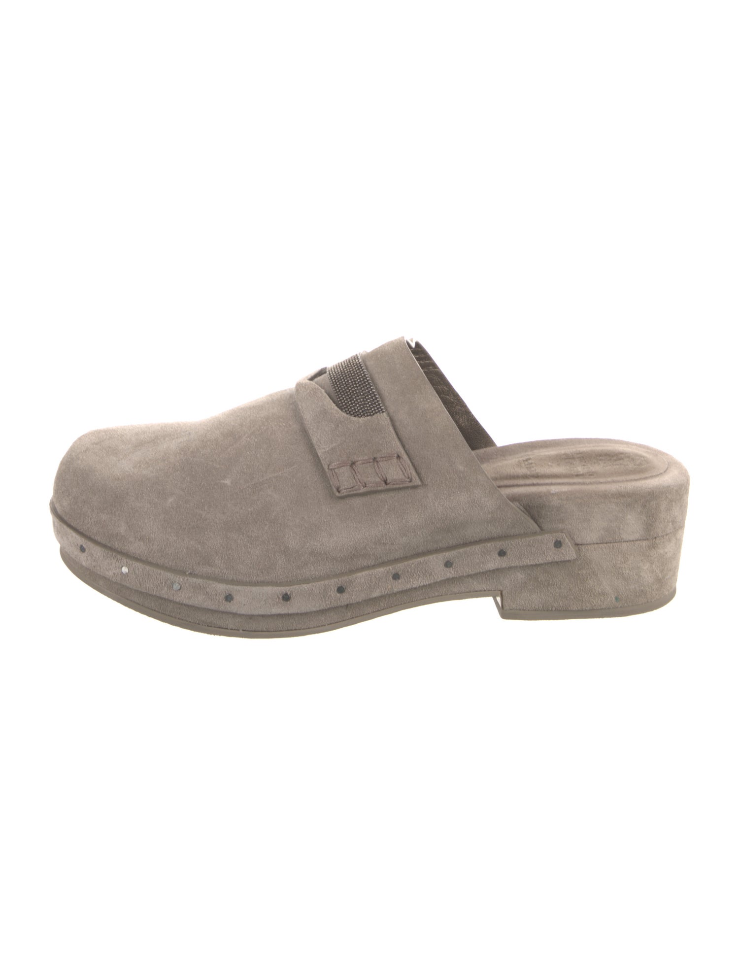 Brunello Cucinelli Suede Studded Accents Mules