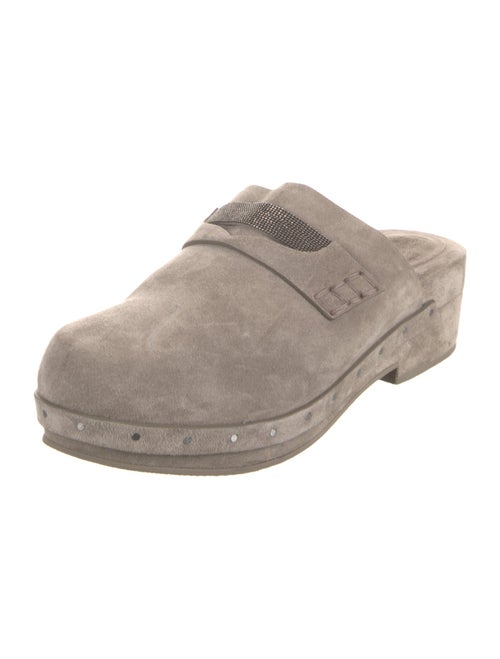 Brunello Cucinelli Suede Studded Accents Mules