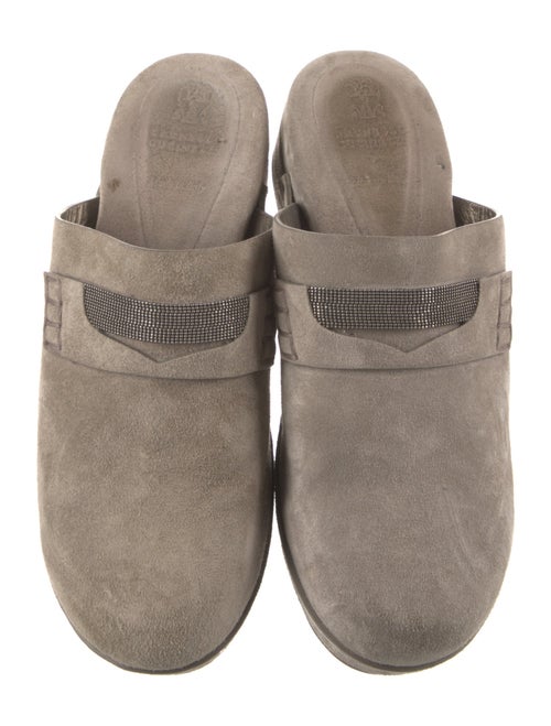 Brunello Cucinelli Suede Studded Accents Mules