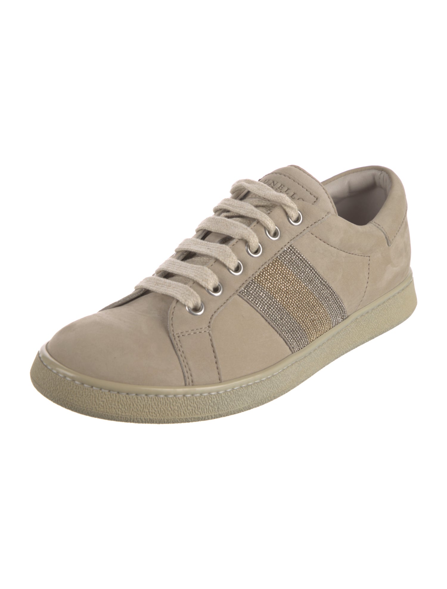 Brunello Cucinelli Suede Beaded Accents Sneakers