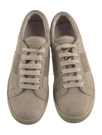 Brunello Cucinelli Suede Beaded Accents Sneakers