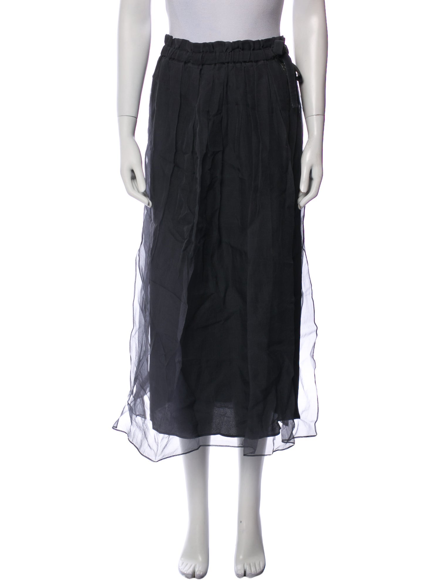 Brunello Cucinelli Silk Midi Length Skirt