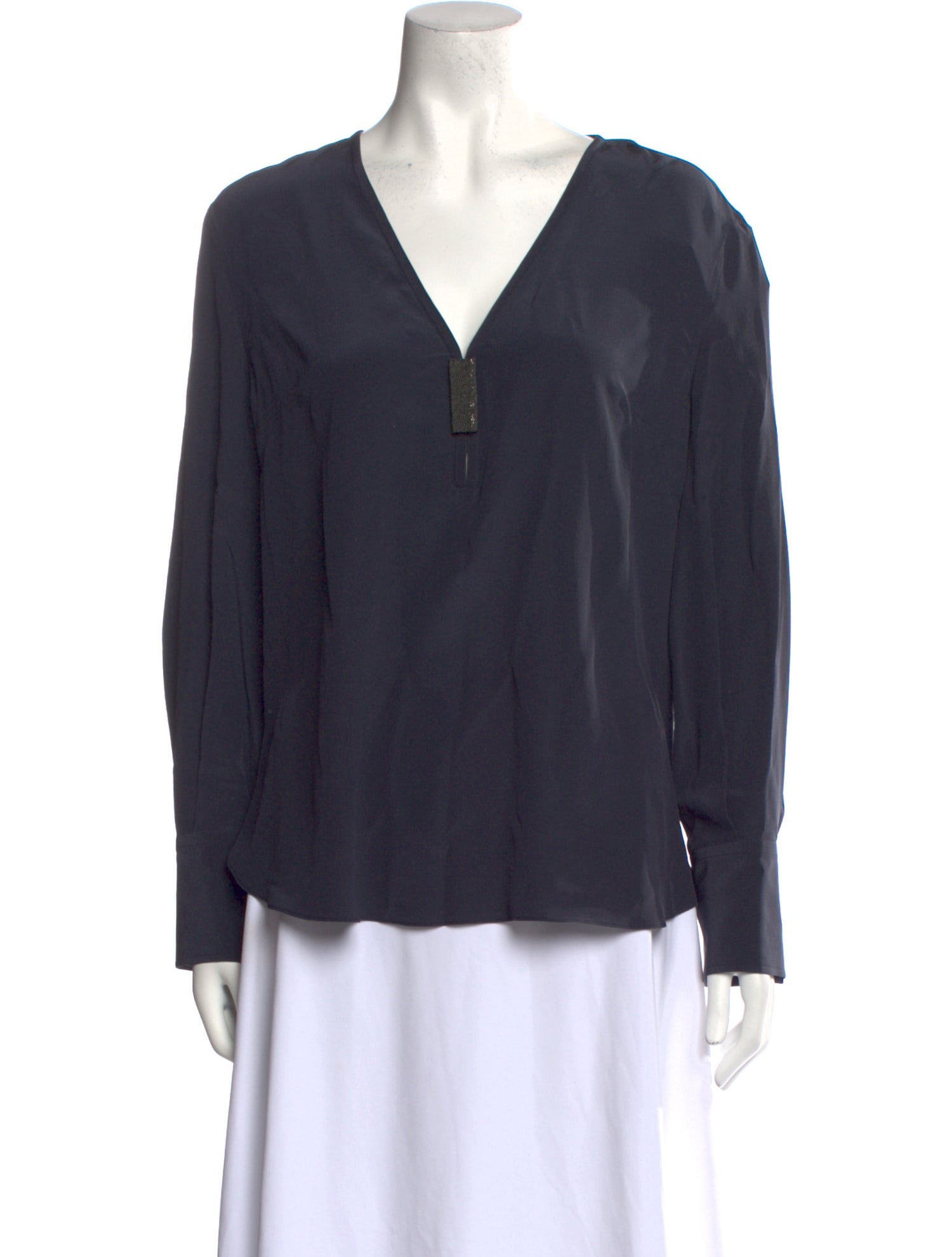 Brunello Cucinelli Silk V-Neck Blouse