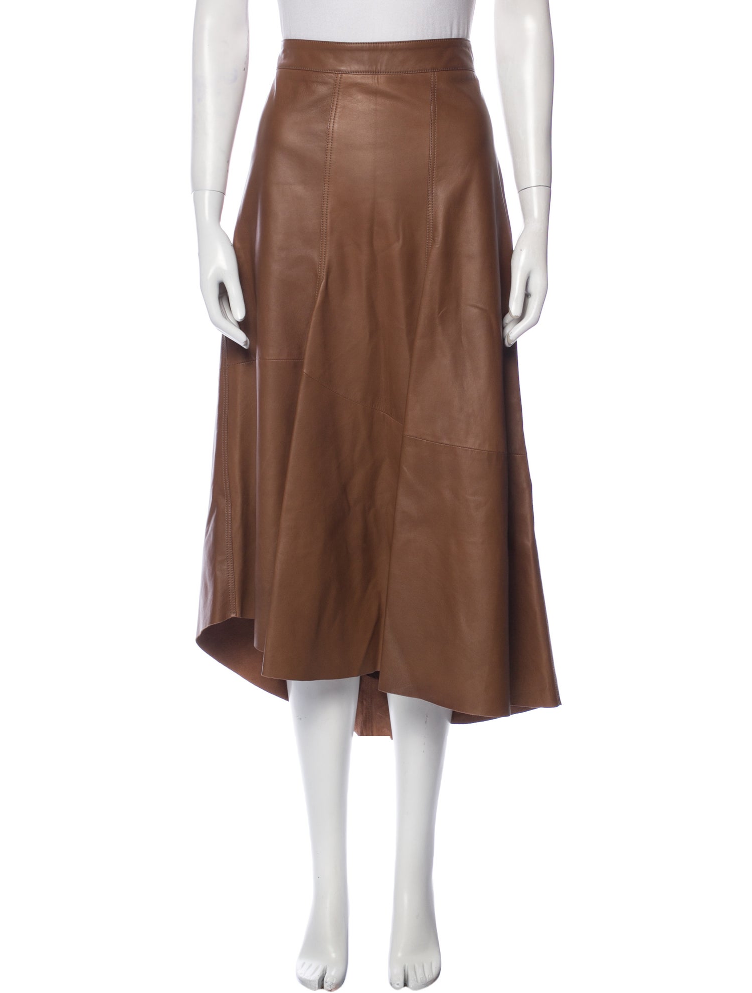 Brunello Cucinelli Leather Knee-Length Skirt