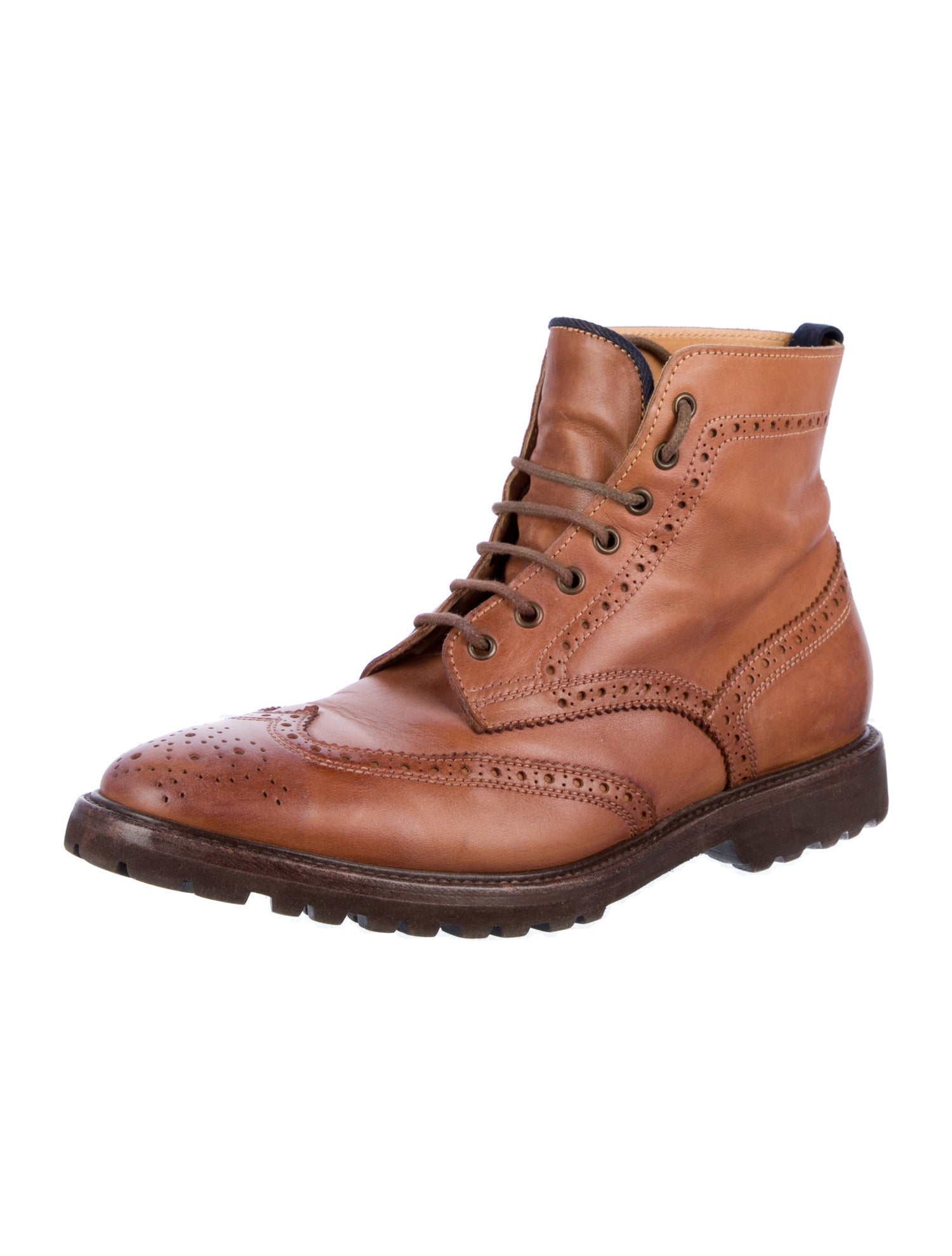 Brunello Cucinelli Leather Lace-Up Boots