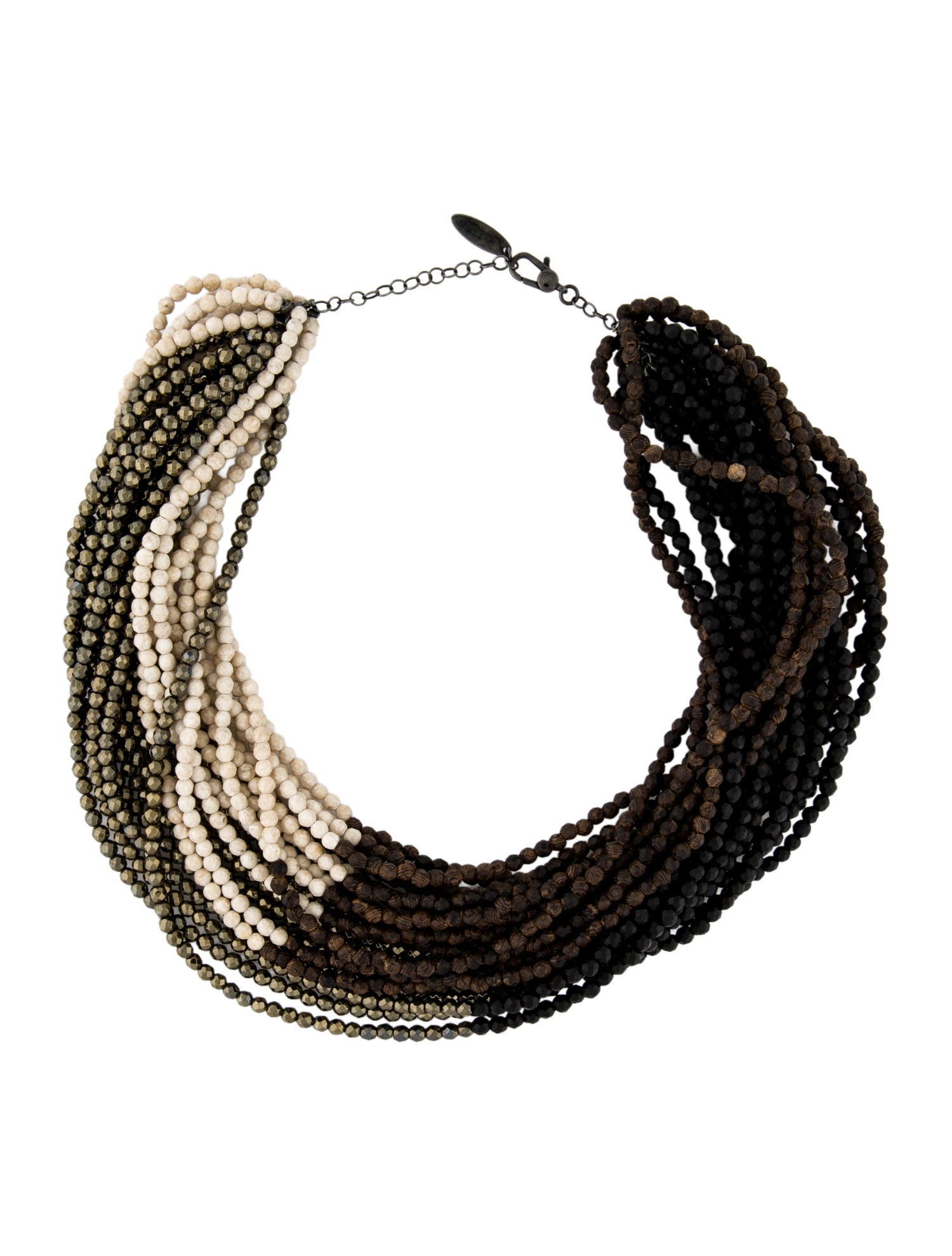 Brunello Cucinelli Stone Beaded Multi-Strand Collar Necklace