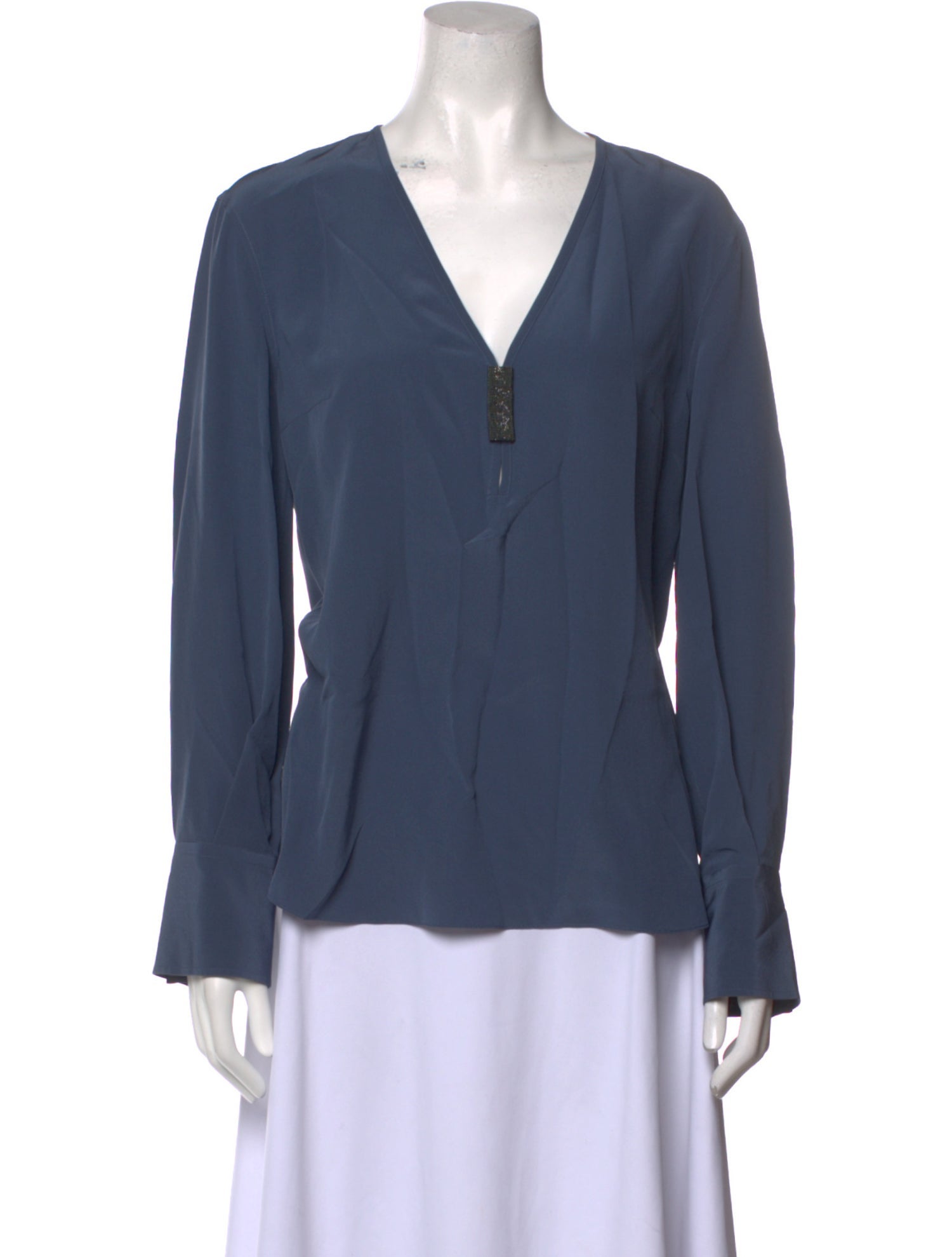 Brunello Cucinelli V-Neck Long Sleeve Blouse