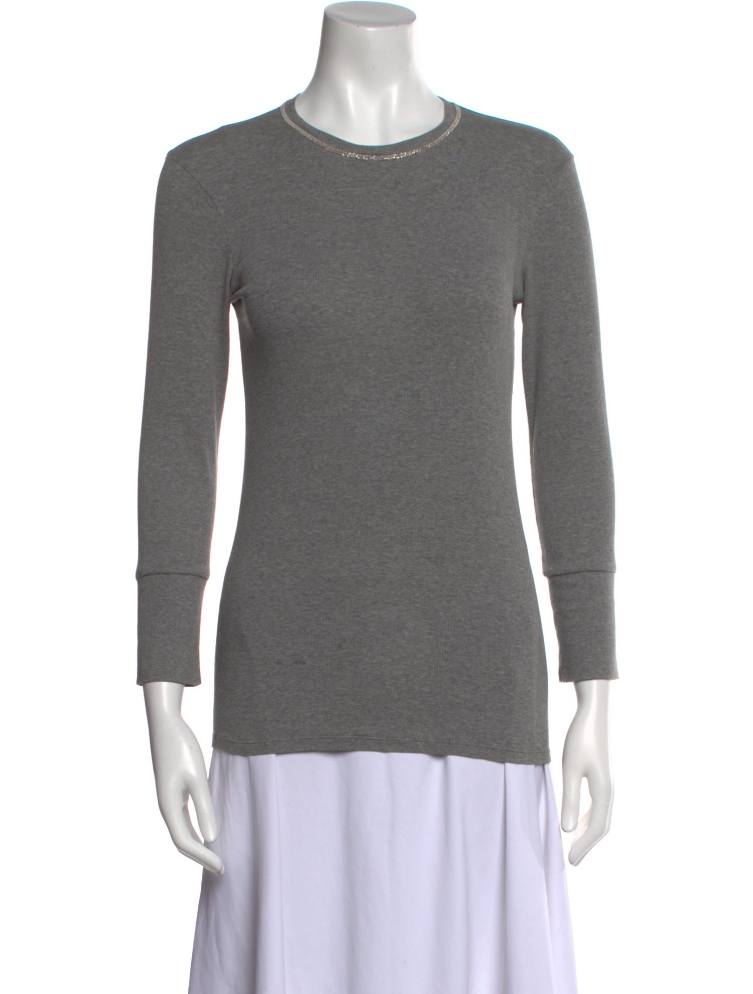 Brunello Cucinelli Crew Neck Three-Quarter Sleeve Top