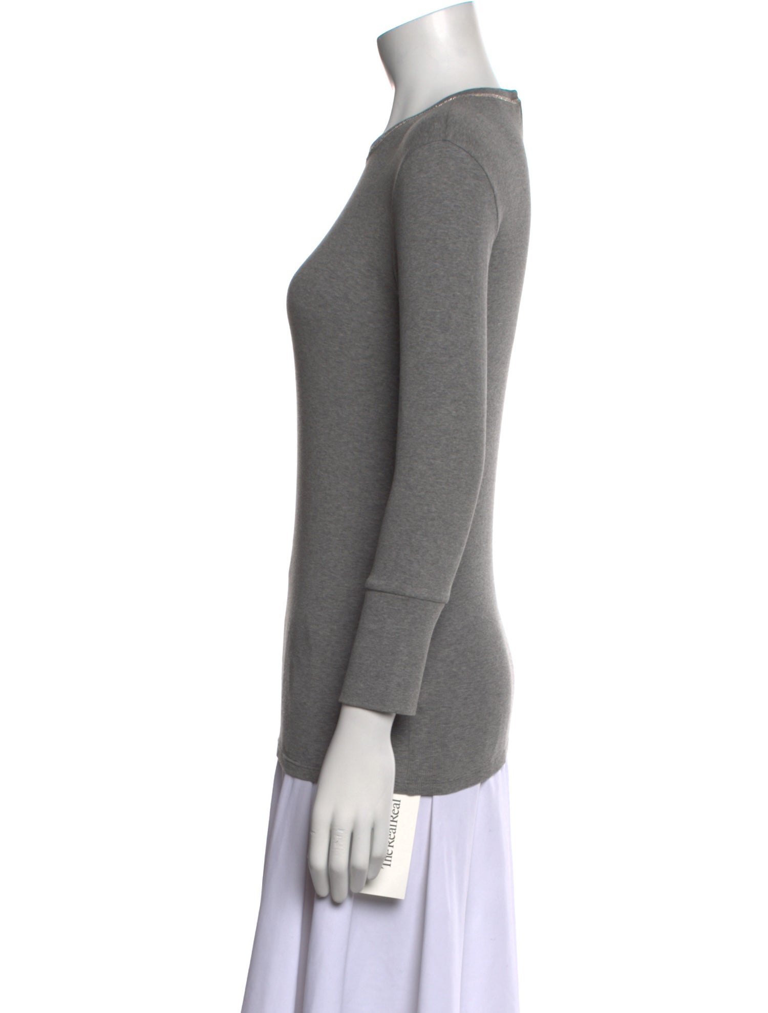 Brunello Cucinelli Crew Neck Three-Quarter Sleeve Top