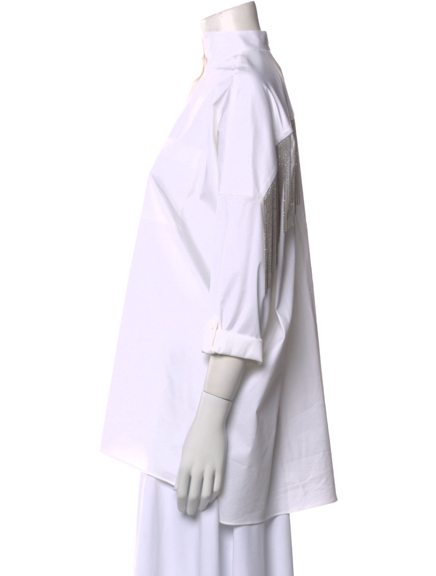 Brunello Cucinelli Three-Quarter Sleeve Button-Up Top