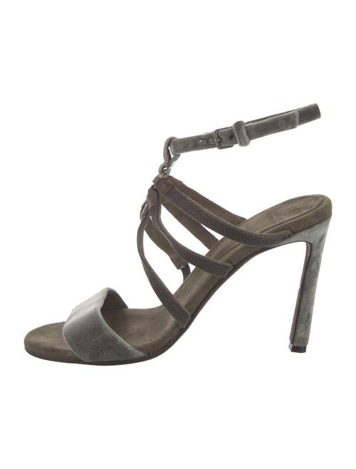 Brunello Cucinelli Monili Velvet T-Strap Pumps