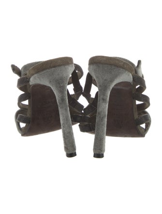 Brunello Cucinelli Monili Velvet T-Strap Pumps