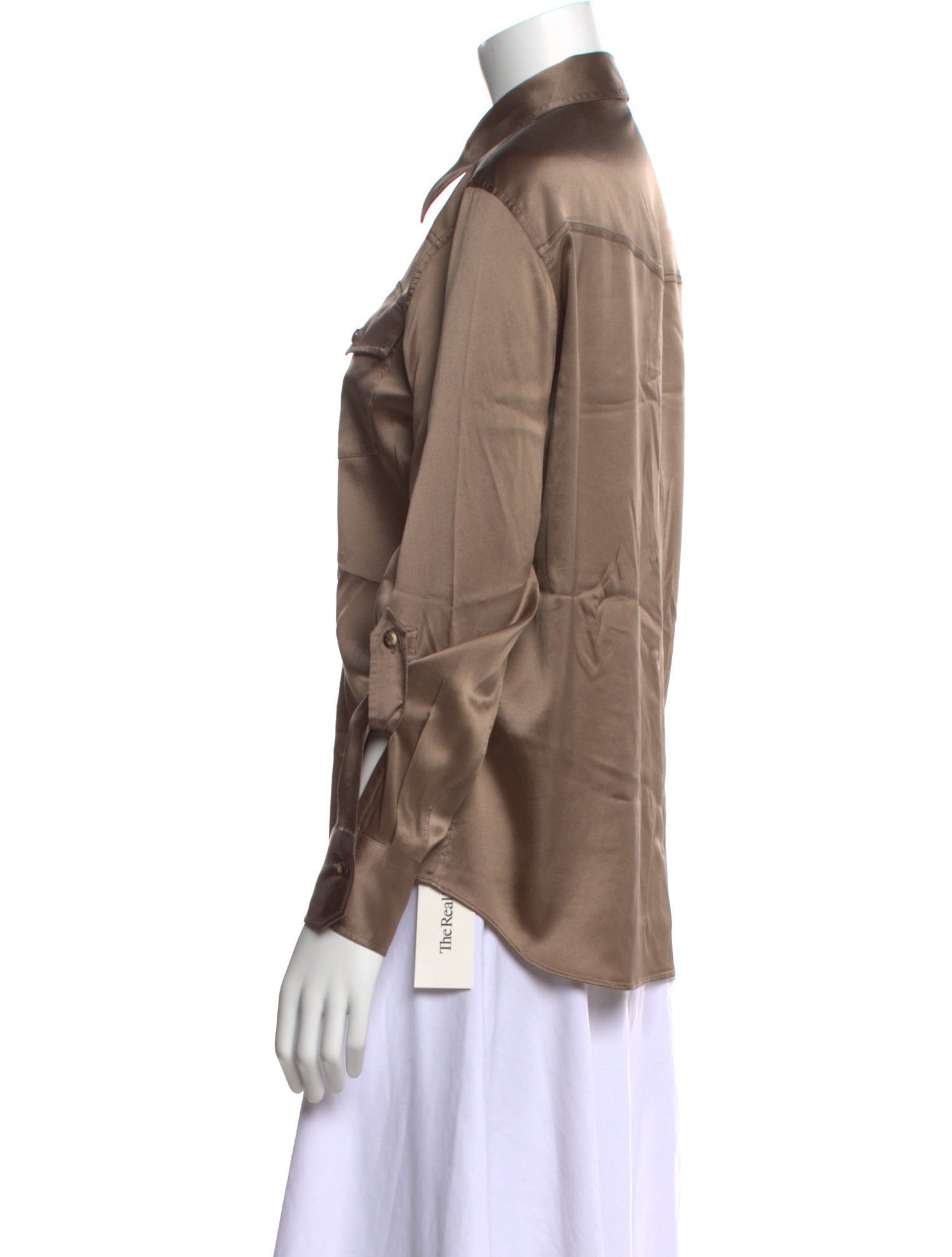 Brunello Cucinelli Silk Long Sleeve Button-Up Top