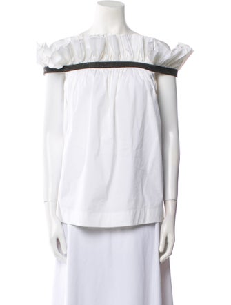 Brunello Cucinelli Off-The-Shoulder Short Sleeve Top