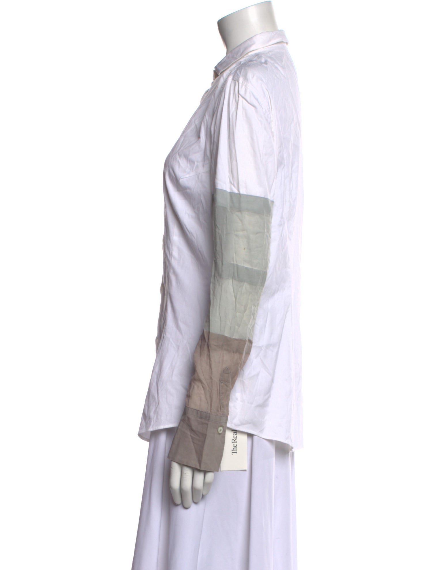 Brunello Cucinelli Striped Long Sleeve Button-Up Top