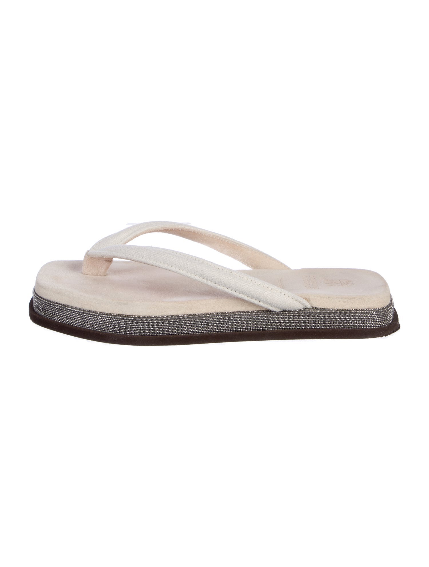 Brunello Cucinelli Monili Suede Flip Flops