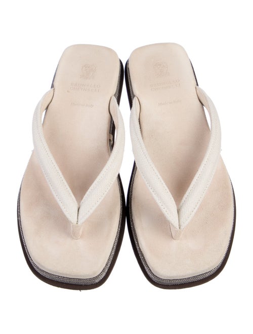 Brunello Cucinelli Monili Suede Flip Flops