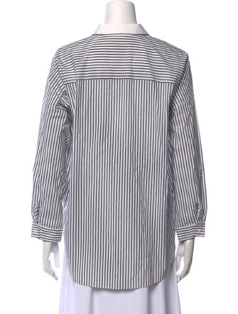 Brunello Cucinelli Striped Long Sleeve Button-Up Top
