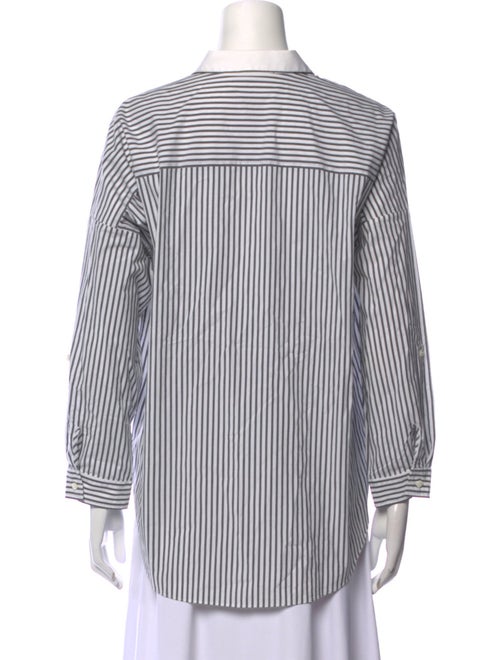 Brunello Cucinelli Striped Long Sleeve Button-Up Top