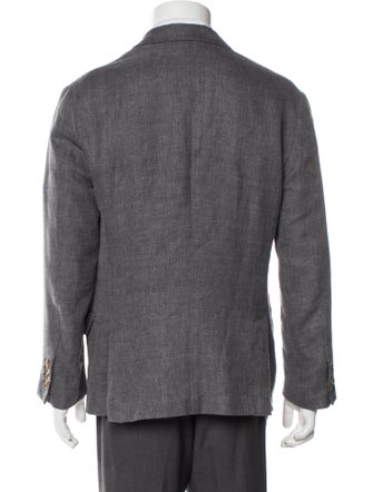 Brunello Cucinelli Linen Leather Trim Embellishment Blazer
