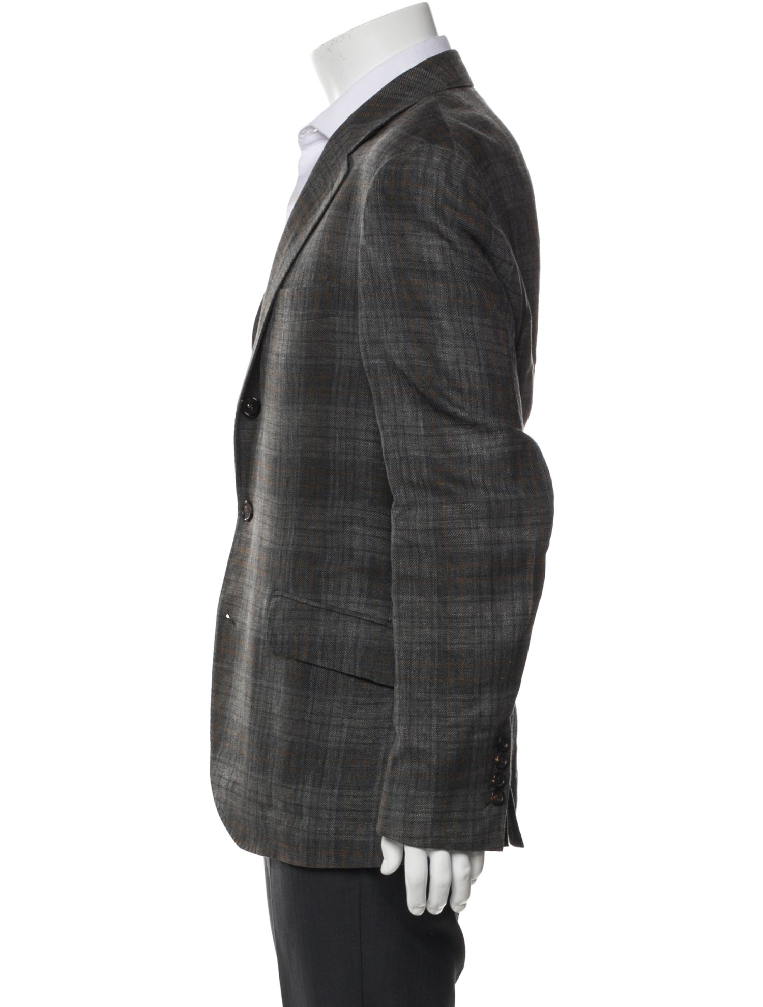 Brunello Cucinelli Linen Plaid Print Blazer