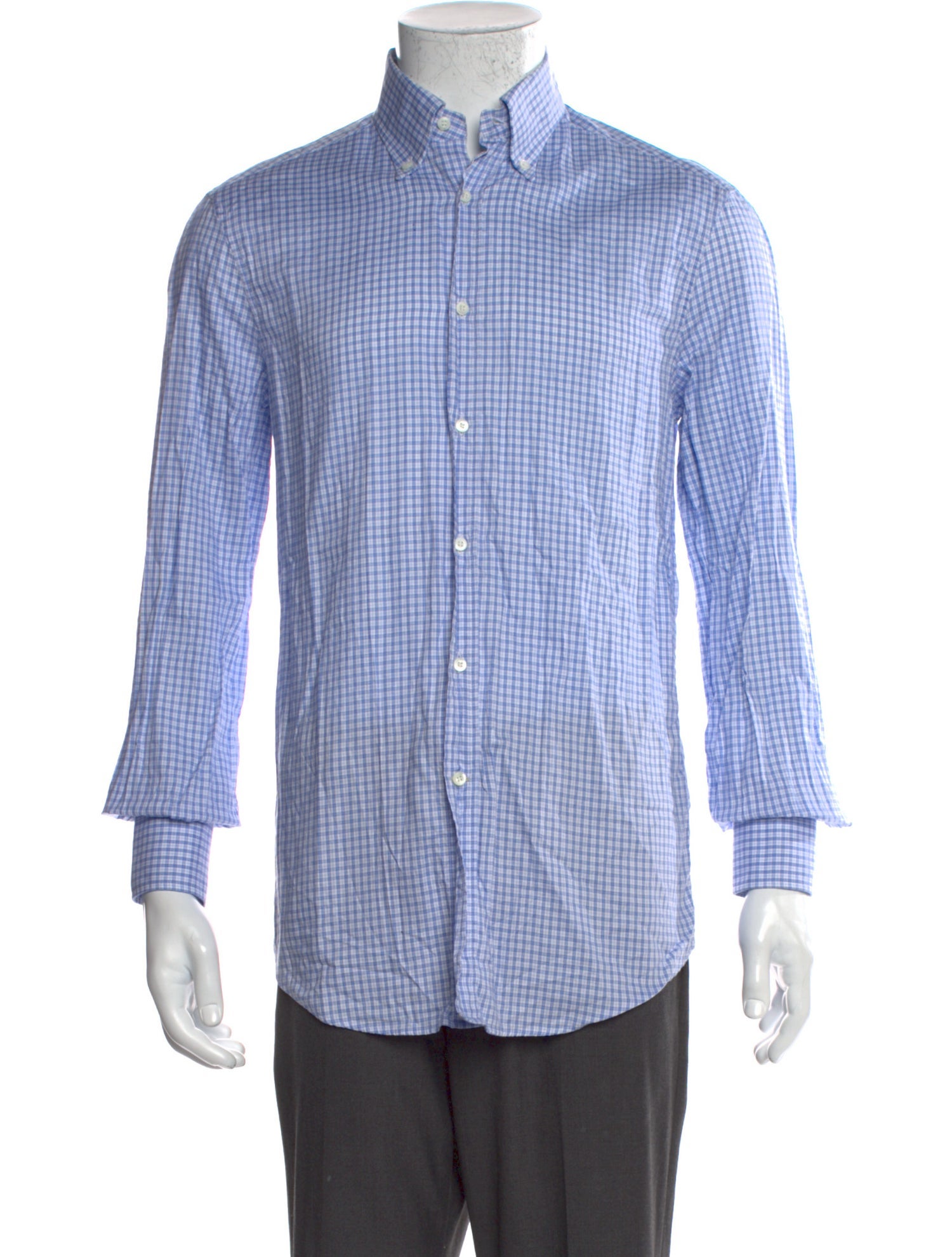 Brunello Cucinelli Plaid Print Long Sleeve Dress Shirt