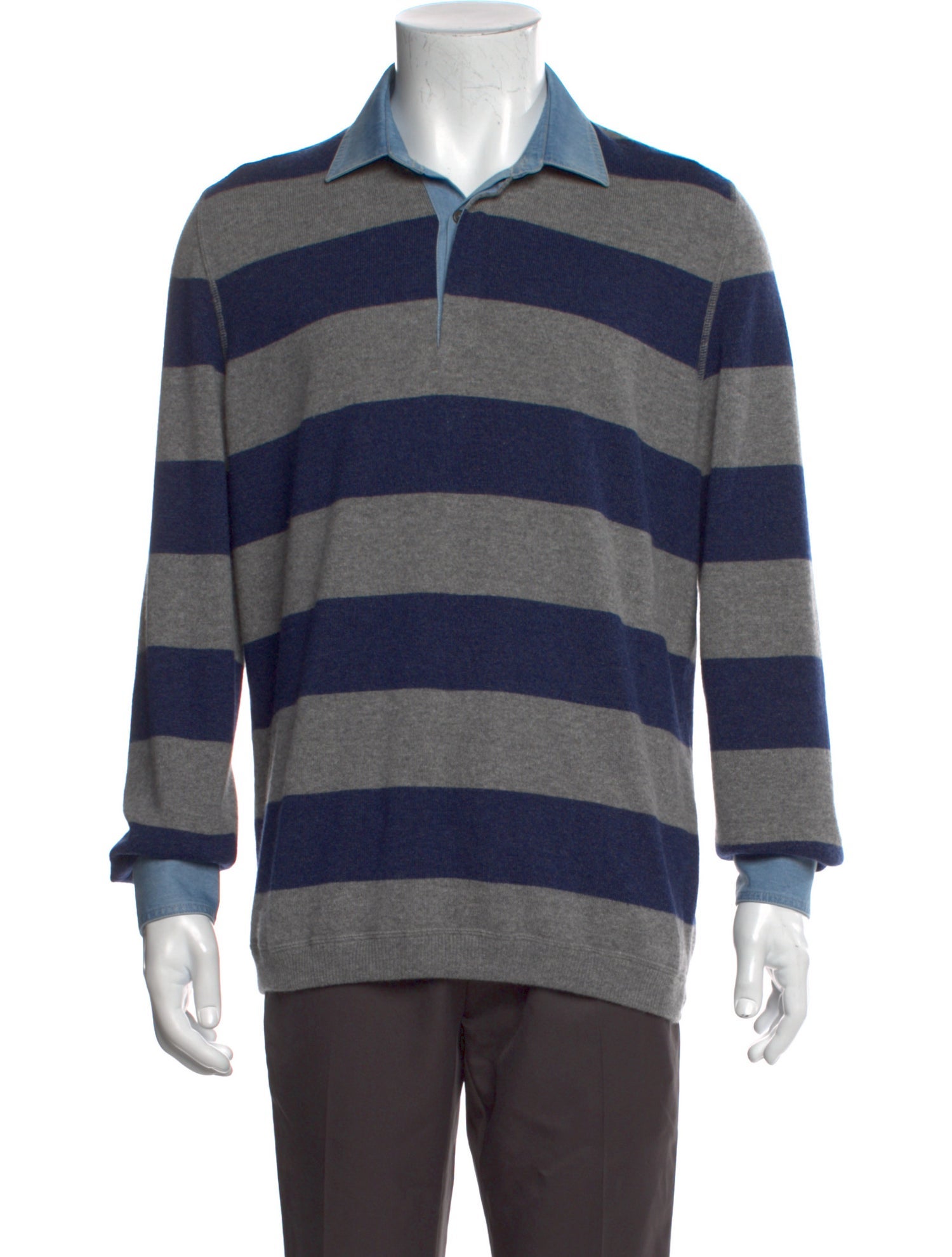 Brunello Cucinelli Cashmere Striped Polo Sweater