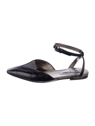 Brunello Cucinelli Monili Leather D'Orsay Flats