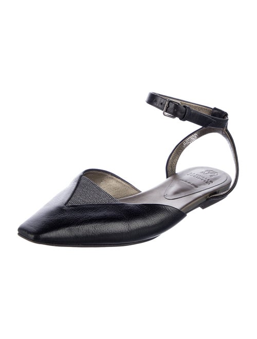 Brunello Cucinelli Monili Leather D'Orsay Flats