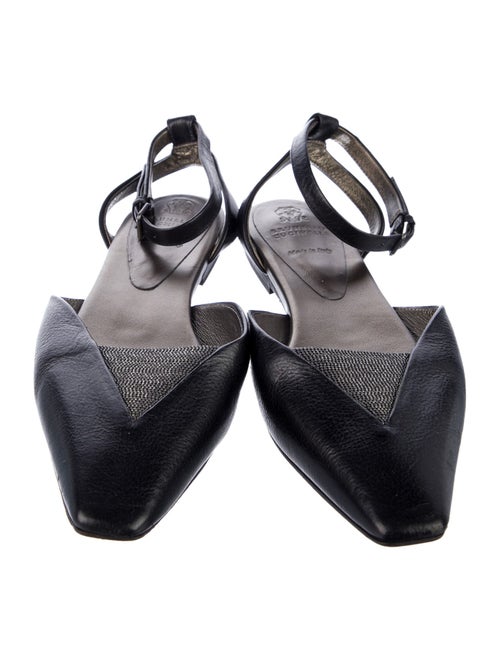 Brunello Cucinelli Monili Leather D'Orsay Flats