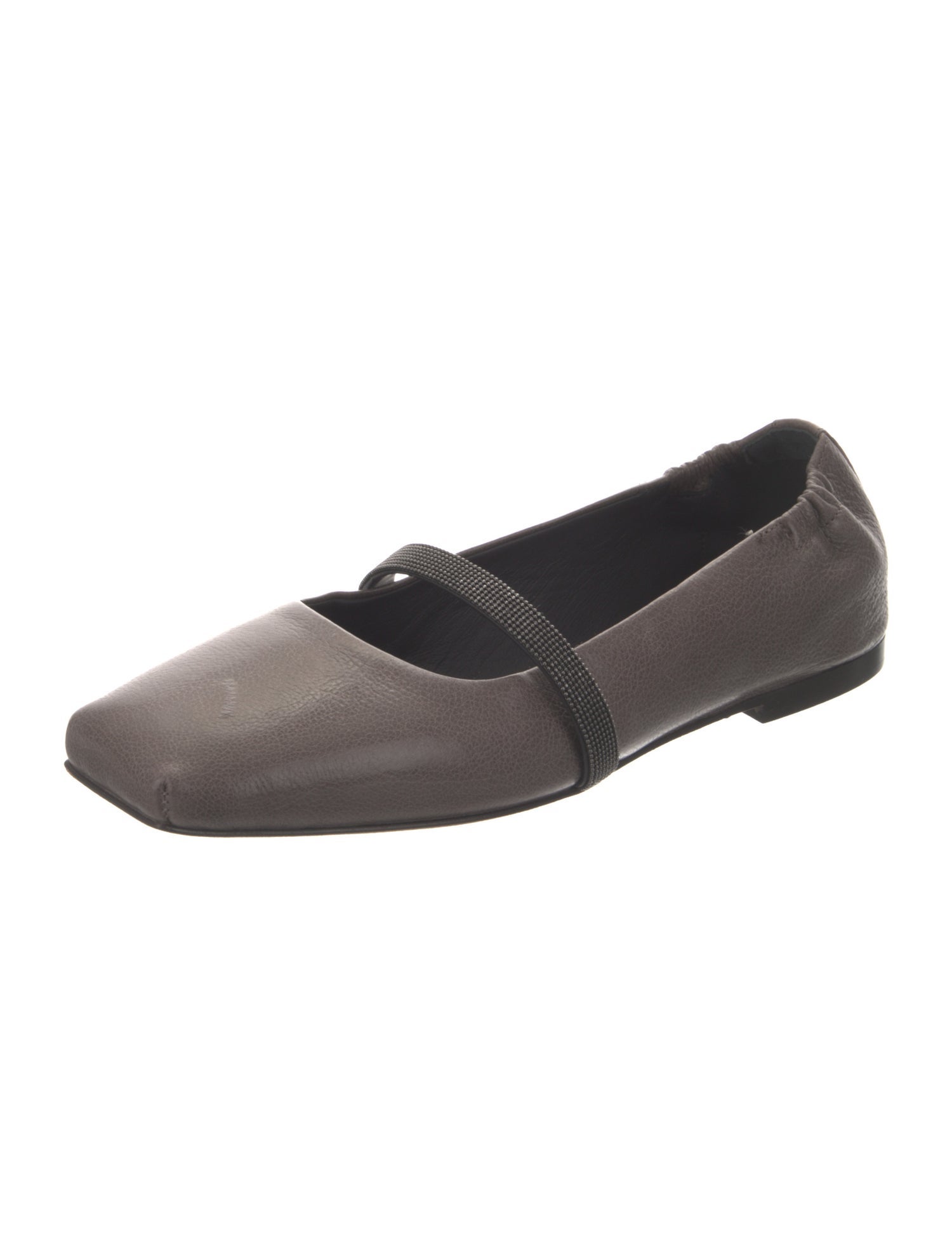 Brunello Cucinelli Monili Leather Mary Jane Flats