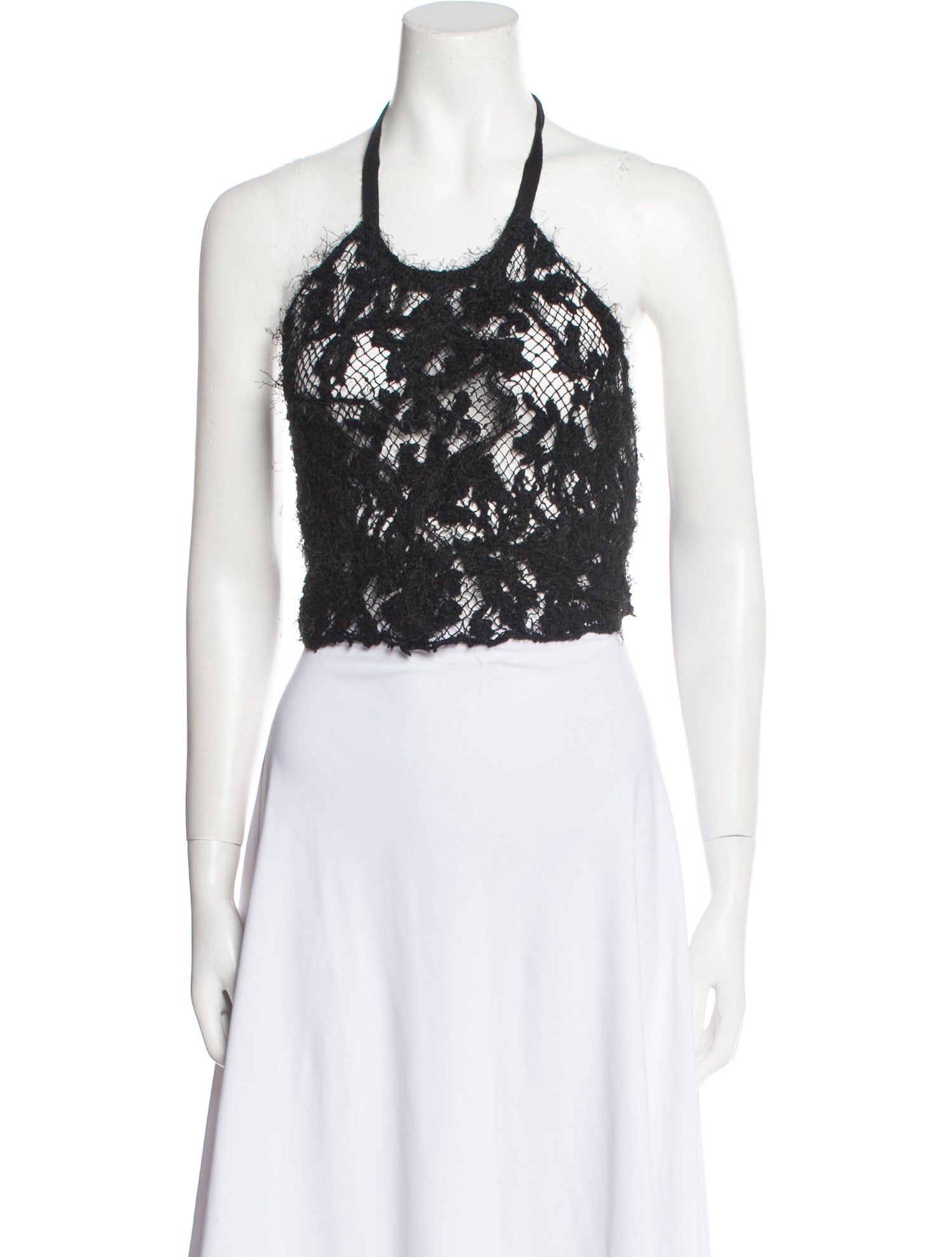 Brunello Cucinelli Lace Pattern Halterneck Crop Top