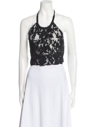 Brunello Cucinelli Lace Pattern Halterneck Crop Top