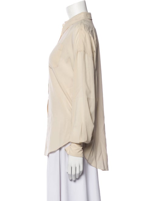 Brunello Cucinelli Silk Long Sleeve Button-Up Top