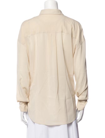 Brunello Cucinelli Silk Long Sleeve Button-Up Top