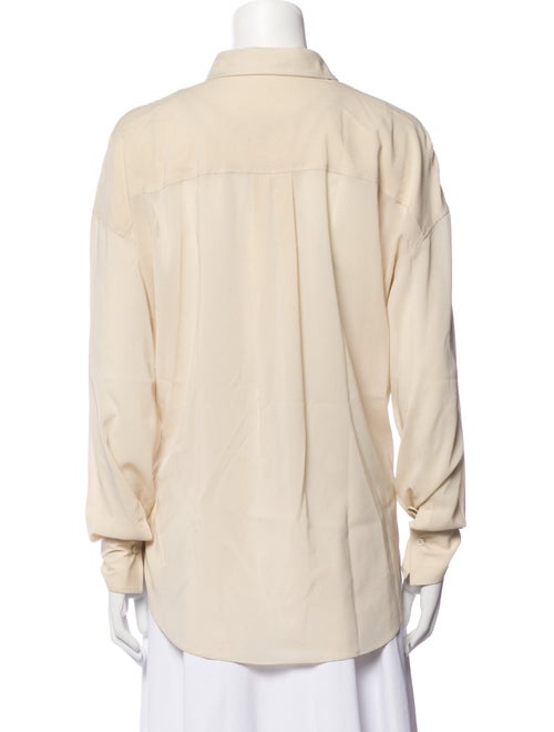 Brunello Cucinelli Silk Long Sleeve Button-Up Top