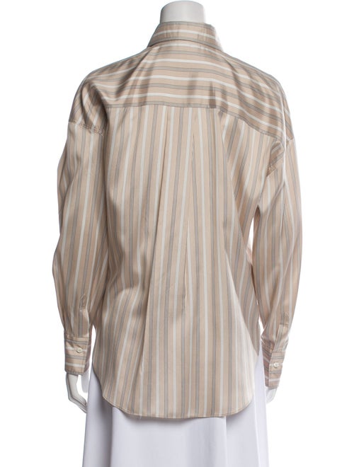 Brunello Cucinelli Silk Long Sleeve Button-Up Top